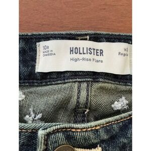 Hollister Flare Jeans Women 10R W30 Dark Wash Excellent Floral Embroidered